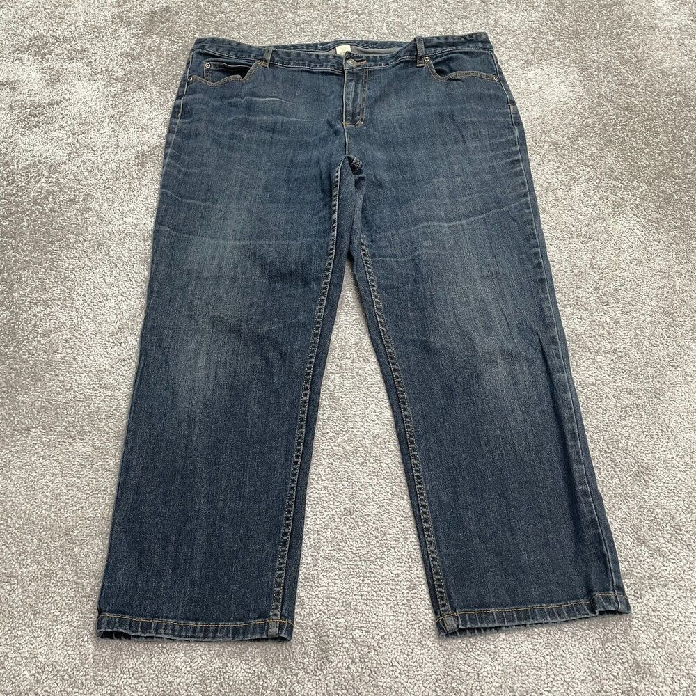 Liz Claiborne Modern Straight Denim Jeans Women 20 Petite Blue Dark Wash 42x27